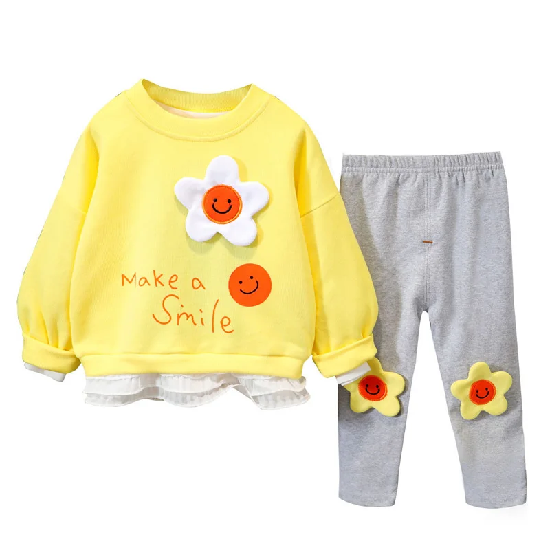 Новинка 2021 года весенне осенние комплекты для маленьких девочек модная Милая