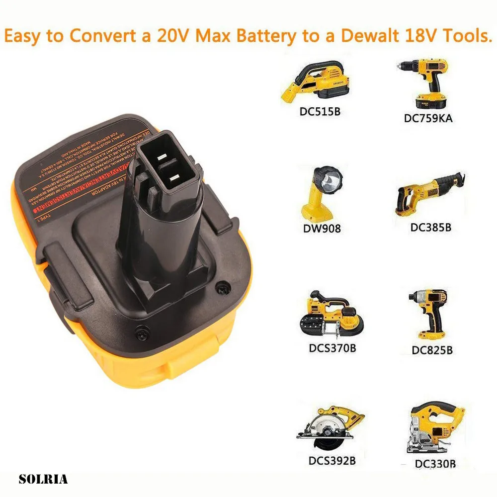 

Адаптер литиевой батареи 20 в для никелевой батареи 18 в с USB-адаптером 5 в DCA1820 для Dewalt DCB200 DCB201 DCB203 DCB204