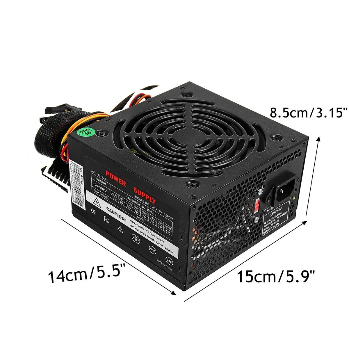 Черный Блок питания PFC 1000 Вт блок с тихим вентилятором ATX 24pin 12 В компьютер SATA