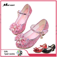 girls princess shoes fashion sequin crystal shoes comfortable princess shoes tendon sole bow knot kids footwear