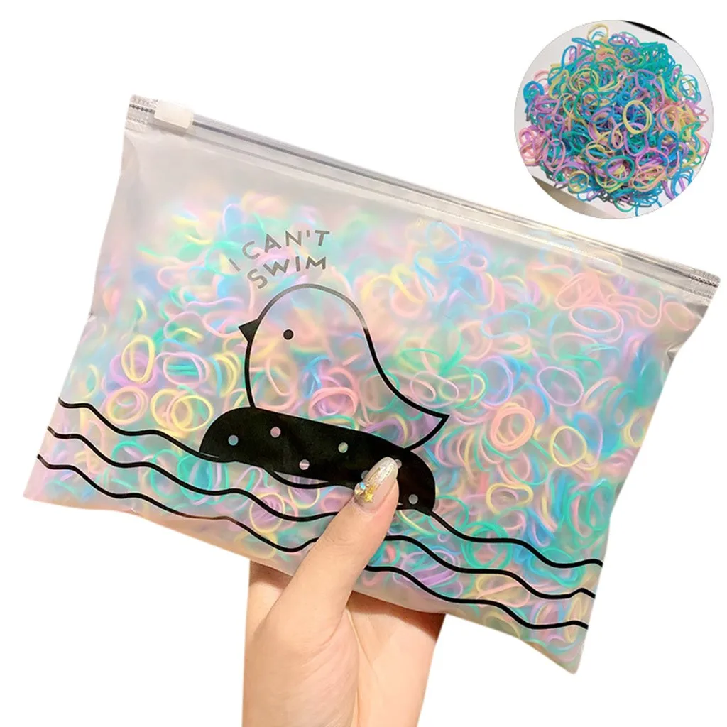 

Fashion Hair bands 1000 / Pack Girl Colorful Fashion hair accessories Disposable Rubber Band Elastic Hair Band Ponytail Holder