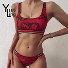 Купальник женский с принтом змеи, микро бикини в стиле пэчворк, купальник с заниженной талией, размера плюс купальный костюм, красная пляжная одежда, 2021