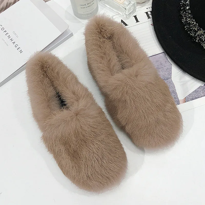 B3/Размеры 35 40 Женские однотонные туфли на плоской подошве из искусственного меха