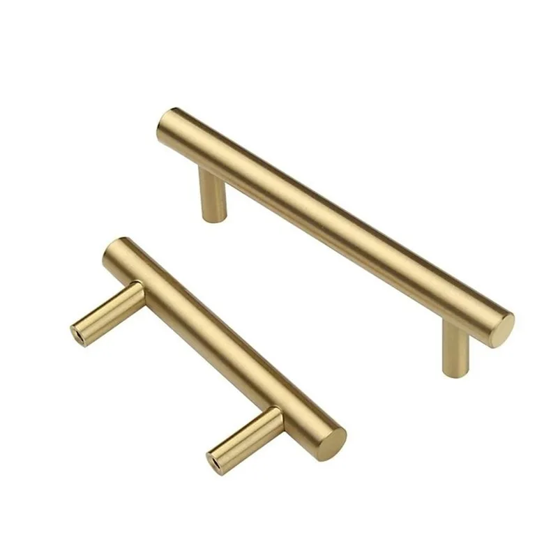 Modern Gold Kitchen Door T Bar Straight Handle Knobs Cabinet Pull Diameter 10mm Stainless Steel Handles Furniture Handle images - 6