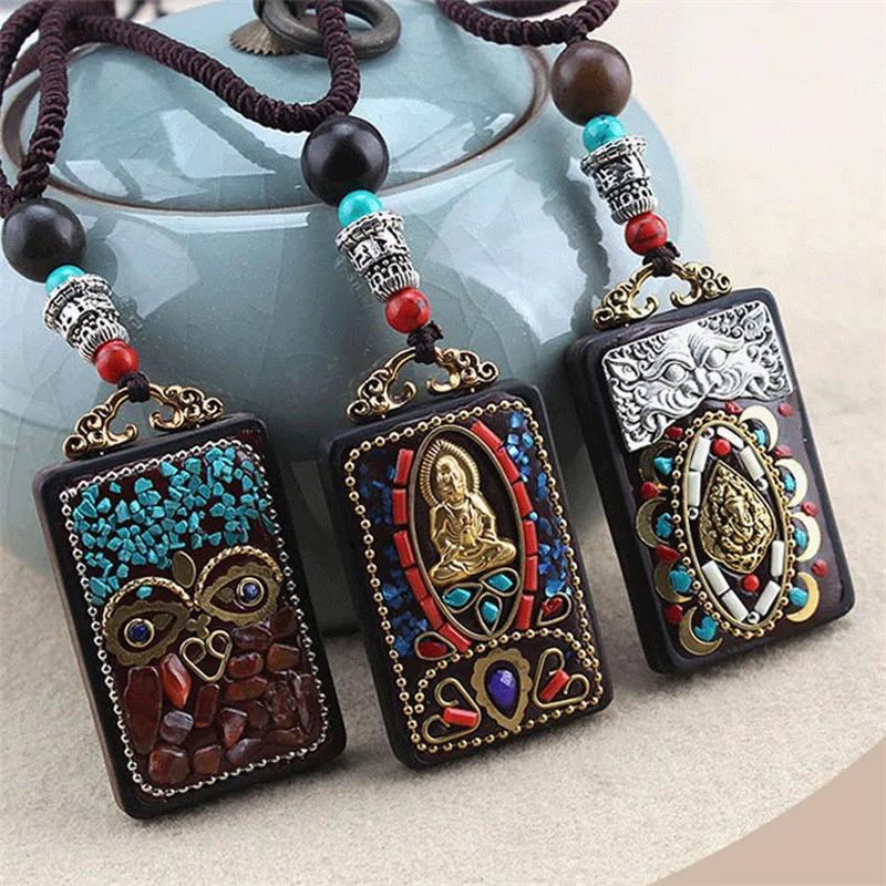 Vintage Nepal Long Buddhist Buddha Elephant Bodhi Pendant &amp Necklace Ethnic Bohemian Boho Lucky Jewelry for Women Men | Украшения и