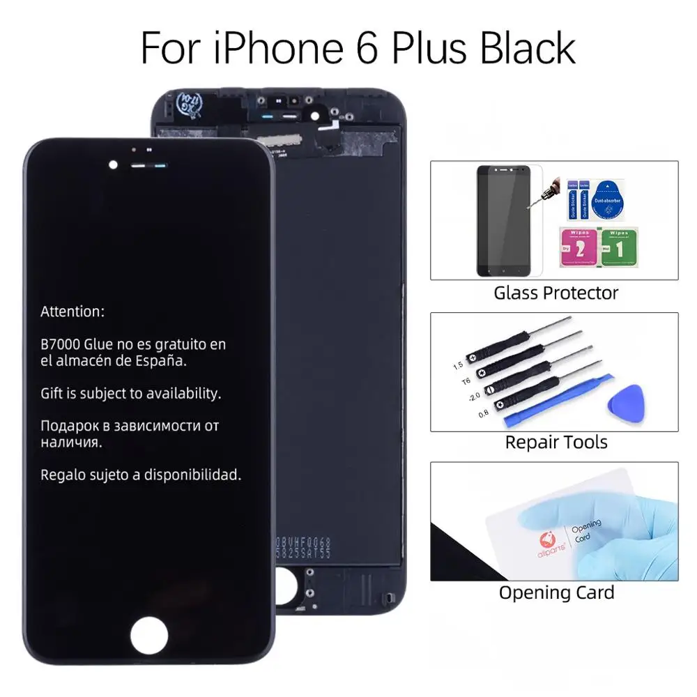 For iPhone 6P Black Grade AAA OEM Дисплей для iPhone 6 6S 5S 7 6 Plus в сборе с тачскрином на рамке черный белый - Цвет: For iPhone 6P Black