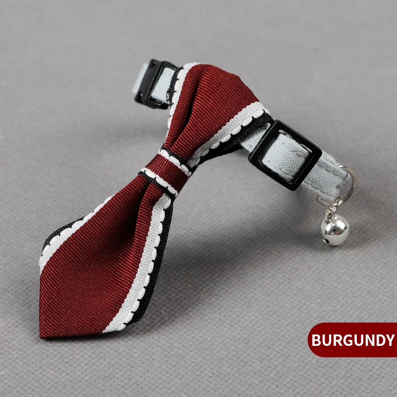 burgundy HE 1 шт. модный Регулируемый с колокольчиком прекрасный полосатый цветной собачий галстук-бабочка для кота Галстуки ошейник аксессуары - Цвет: burgundy