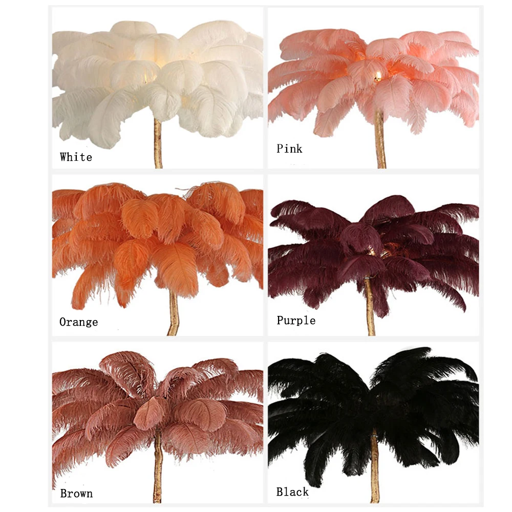 Напольная Лампа в скандинавском стиле с страусиными перьями медный современный