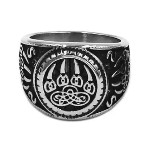 Silver Vikings норвежский амулет медведь кольцо в виде лапы из нержавеющей стали ювелирные изделия Кельтский Узел талисманы когти Мотор кольца мужские для байкеров 889B - Цвет основного камня: Silver