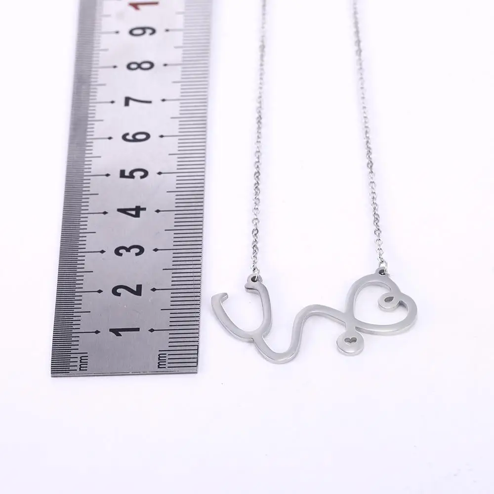 My shape Stethoscope 316L Stainless Steel Necklace Silvery Women Necklaces Pendant Choker Jewelry Fashion Gift For Girls | Украшения и
