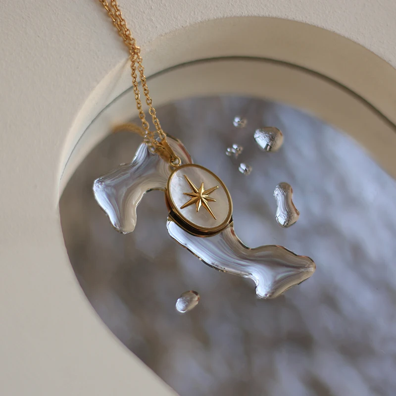 

Bohemian Cute Elliptical Star Shell Necklace for Women Gold Starfish Clavicle Chain Fashion Female Chic Chocker Jewelry Gifts