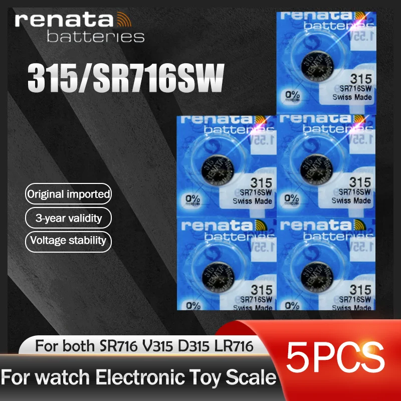 Renata 315 5 шт./лот 100% оригинал новый долговечный SR716SW SR716 1 55 в швейцарское