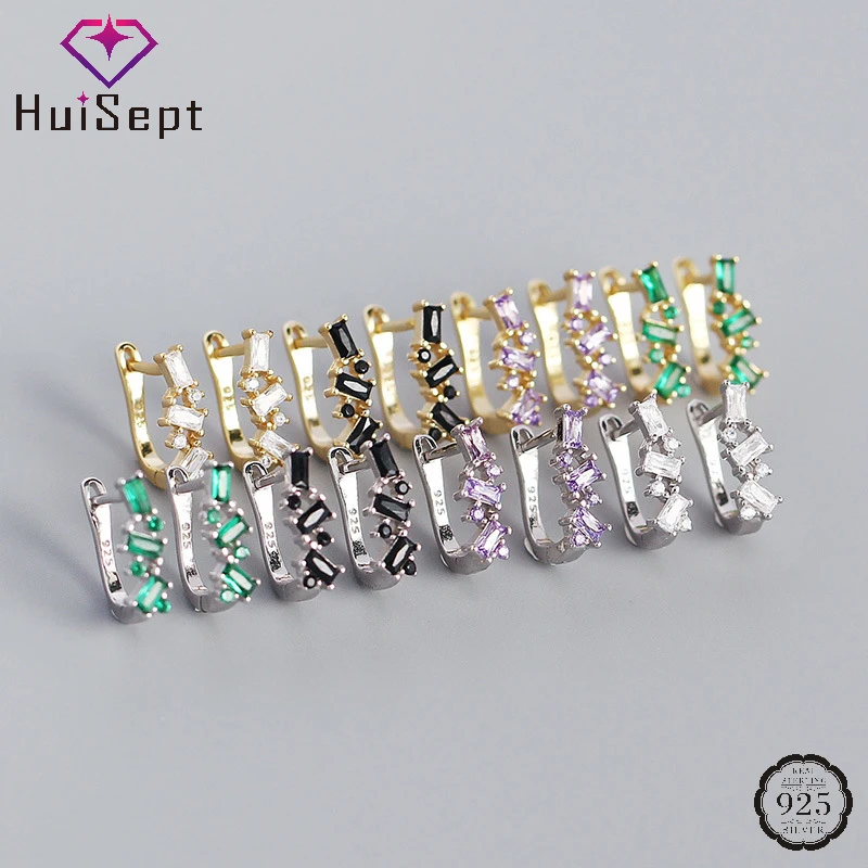 

HuiSept Fashion Earrings with Zircon Gemstone Jewelry for Women S925 Silver Accessories Drop Earrings Wedding Party Bridal Gift