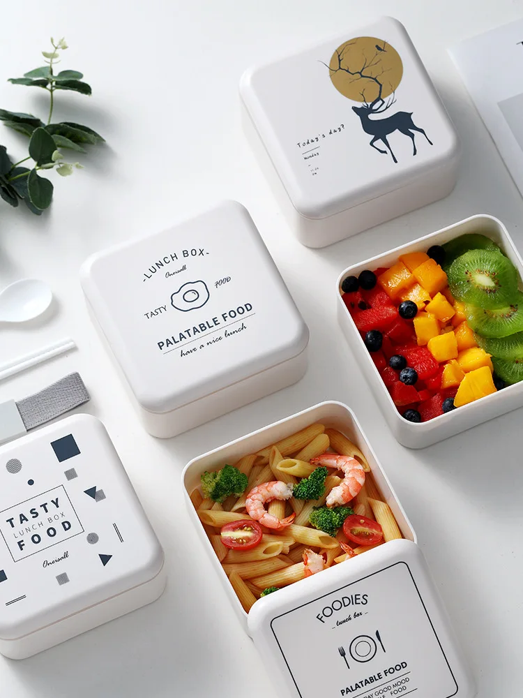 Портативная квадратная двухслойная коробка в скандинавском стиле с отсеком для