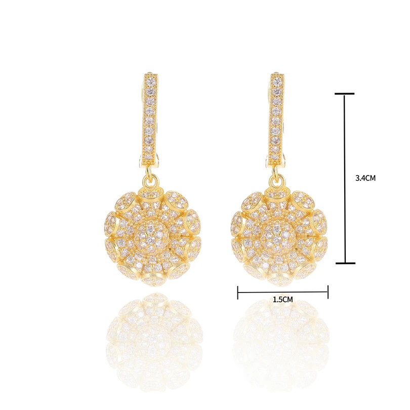 Серьги для помолвки вечерние женщин золотые серьги-кольца с фианитами в стиле