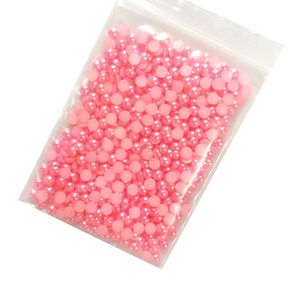 Ярко розовый полукруглый жемчуг 5 мм для изготовления открыток искусственный
