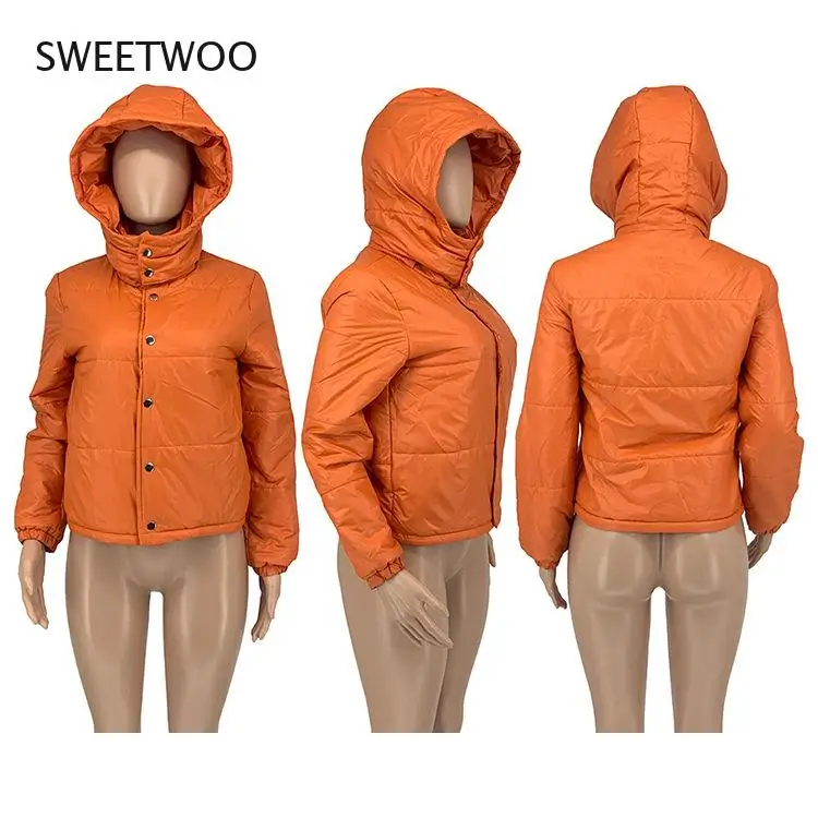 Cropped Puffer Jacket Winter Clothes Women 2021 Hooded Warm Parkas Fashion Sexy Short Black Thick Down Bubble Coats Korean Style