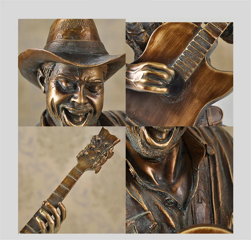 

[HHT] RETRO RESIN CRAFTS CAST COPPER MUSIC FIGURE STATUE BAND SCULPTURE DECORATIONS HOME LIVING ROOM KTV BAR FURNISHINGS