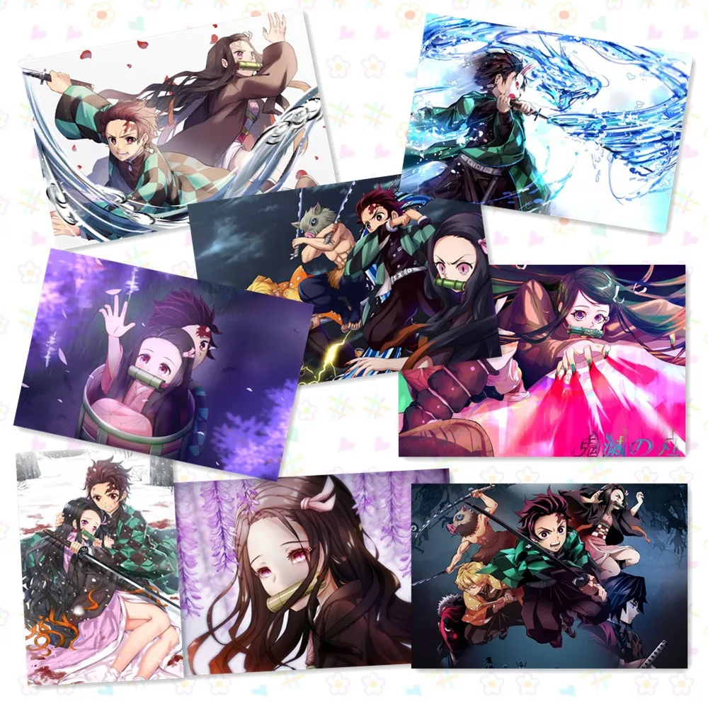 8 шт./компл. демон убийца: Kimetsu без Yaiba рисунок Плакаты камадо Nezuko Tanjirou Бумага