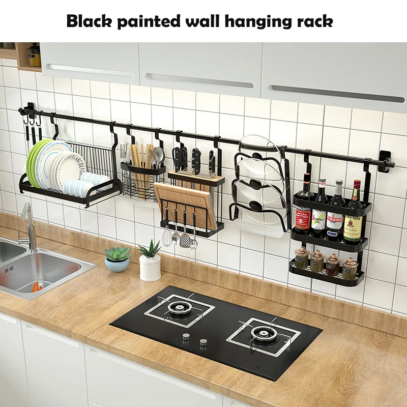

Kitchen Seasoning rack accessories wall hanging spice rack black
