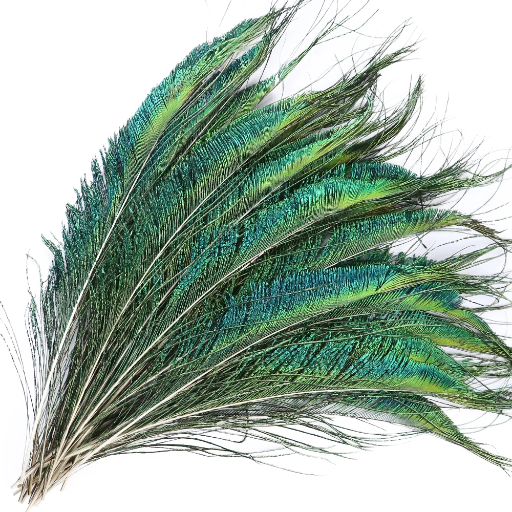 

20pcs Natural Emerald Green Peacock Sword Feathers for Crafts Wedding Home Party Decoration Plumes Accessories 30-35cm/12-14inch