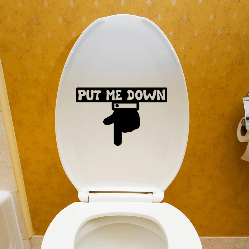 

Switch notebook stickers put me down toilet stickers mural decoration Gesture English prompt Bathroom room decor