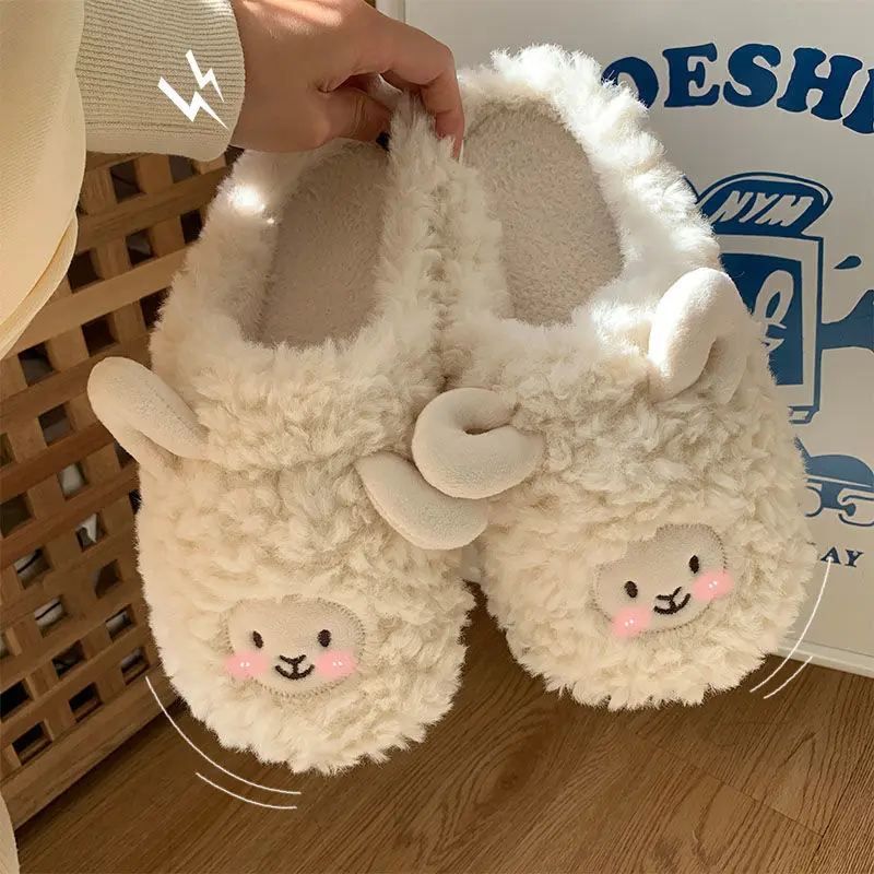 

2022 New Cotton Slippers Female Winter Net Red Cartoon Lovely Couple Home Thick Bottom Anti-skid Home Warm Cotton Slippers