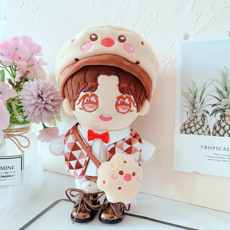 

20cm Star Idol Doll's Plaid Cardigan Cookie Shoulder Bag Red Tie White Shirt Suit Replaceable Clothes Accessories(No Doll)