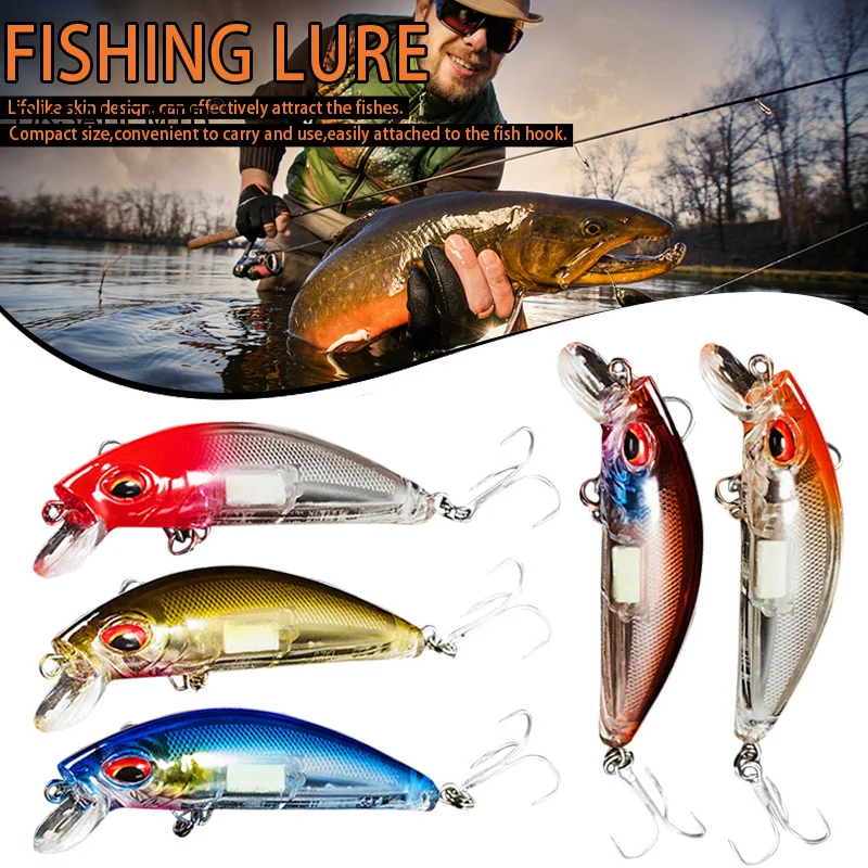 

Saltwater Glow Lures 5pcs Luminous Plastic Fishing Lures Fluorescent Bait Treble Hooks MJ