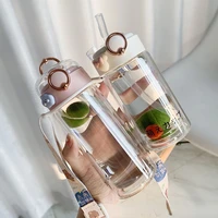 water cup female summer portable double layer transparent glass with straw net red lovely coffee cup ins wind milk cup