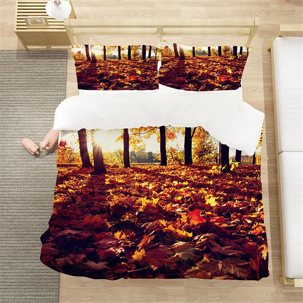 

Summer Autumn Sunset Forest Bedding Sets Single King Size Comforter Cover Set Bedclothes Duvet Covers Soft Microfiber Fabric