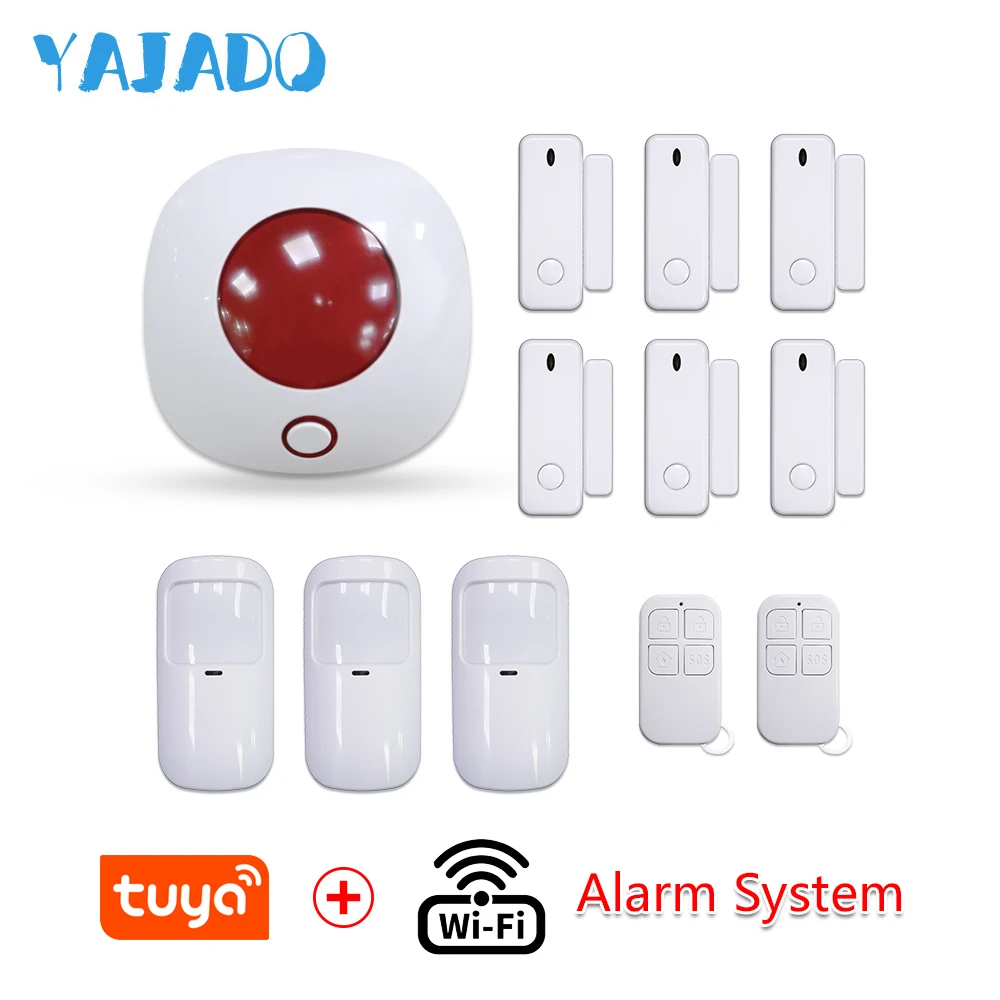 YAJADO Tuya WiFi домашняя система охранной сигнализации с беспроводными детекторами и