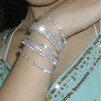 shining crystal rhinestone elastic bracelets for women 12345 rows fashion punk layered ankle bracelet trend party jewelry