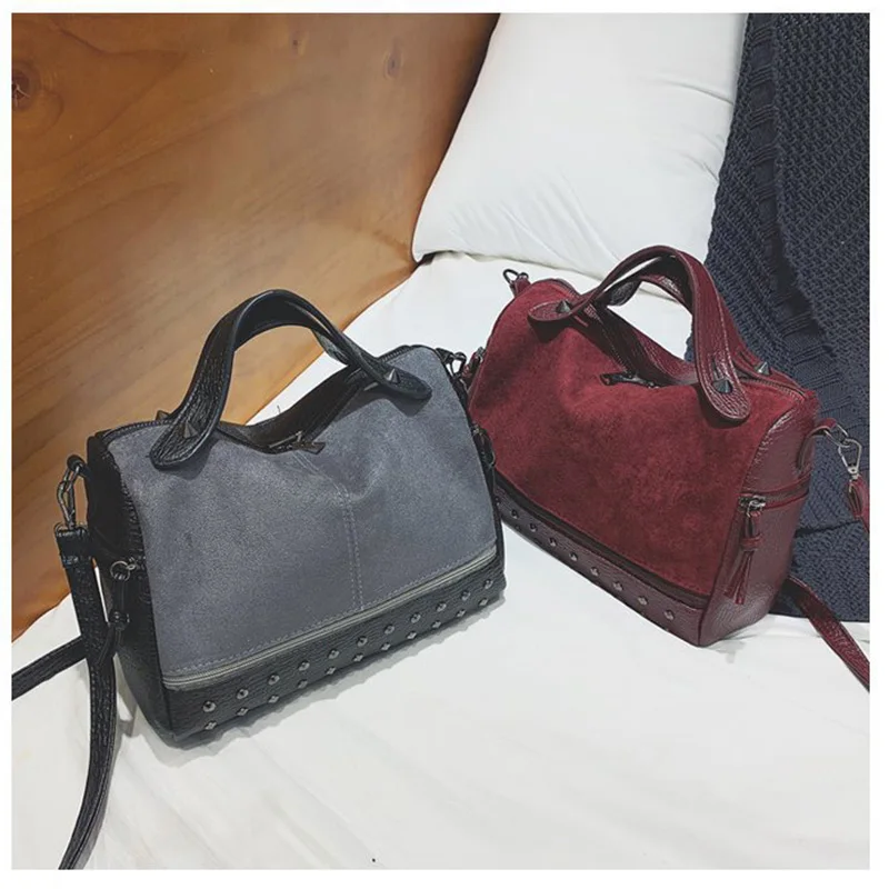 Новая Ретро ПУ сумка на плечо заклепки матовая Кроссбоди Сумка скраб локомотив