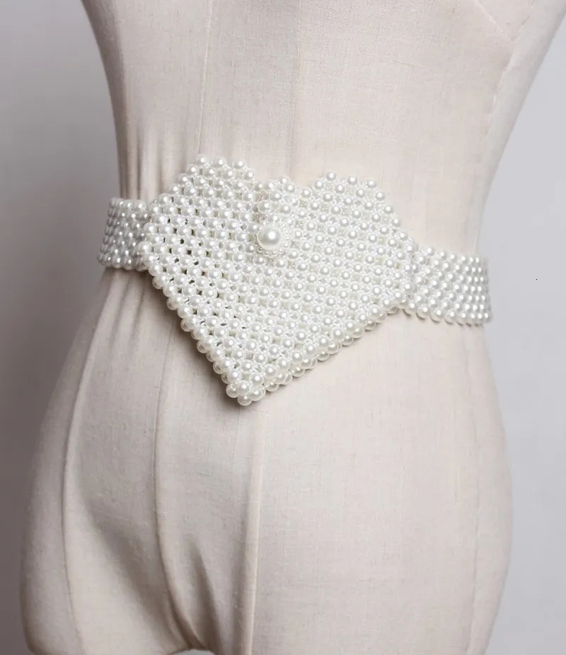 New Fashion 2020 Spring Summer Original Hollow Weave Girdle Heart Pattern Man-made Pearl Mini-bag Waist Belts Women Best match