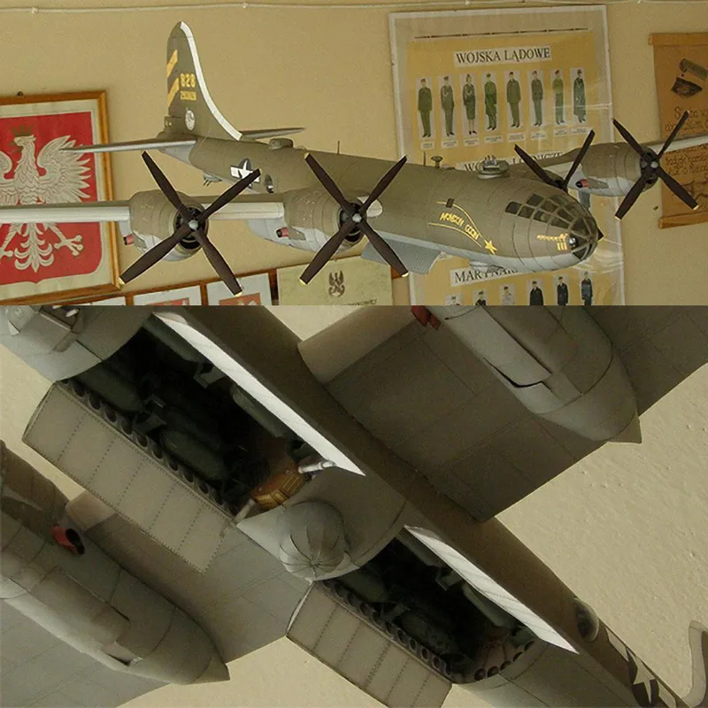 93*65 см B29 супер Aerial Fortress Bomber самолет DIY 3D бумажная карточка модель Конструкторы строительные игрушки развивающие