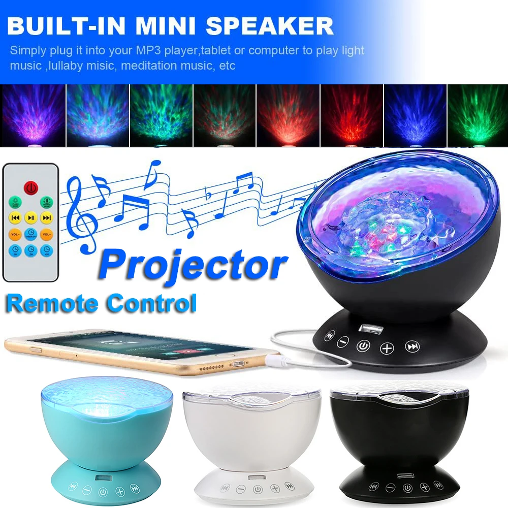 

Galaxy Starry Sky Projector Night Light Ocean Wave Light Remote Control Light Built-In Music Player Bedroom Decoration Kids Gift