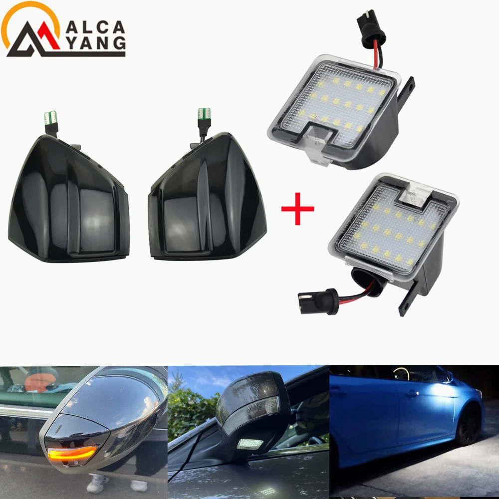 

LED Under Mirror Light Puddle Lamp For Ford S-Max 2007-2014 C-MAX Kuga C394 2008-2012 Dynamic Blinker Turn Signal Light arrow