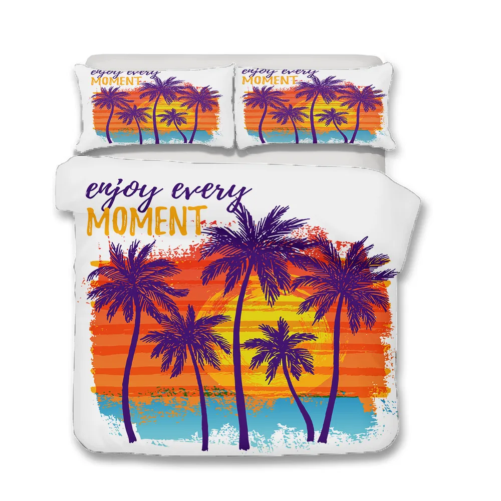 Double Bed Comforter Bedding Coverlet Coconut Tree Evening Duvet Cover for Adult King Single Size | Дом и сад