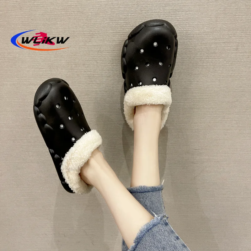 

2021 Autumn and Winter Ladies Cotton Slippers, Winter Outdoor Classics Plush Fleece Lining Slippers, Winter Fur Garden Sandals