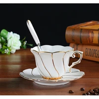 europe noble bone china coffee cup saucer spoon set 230ml luxury ceramic mug top grade porcelain tea cup cafe party drinkware