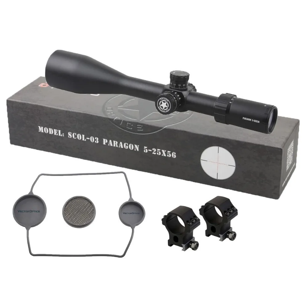 Vector Optics Paragon 5-25x56 Tactical 1/10 MIL Riflescope Sight with High Quality German Glass Reticle Honeycomb Sunshade Lock