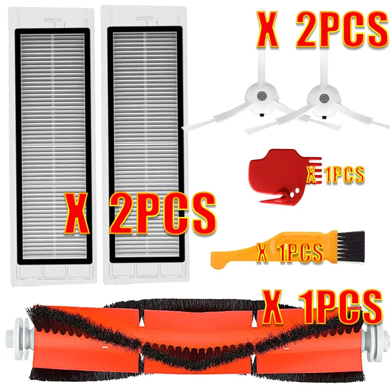 7pcs 4 HEPA фильтра+ 6 боковых щеток+ 2 основных щетки для Xiaomi Mi робот пылесос 2 Roborock S50 Запчасти для пылесоса аксессуары - Цвет: 7pcs