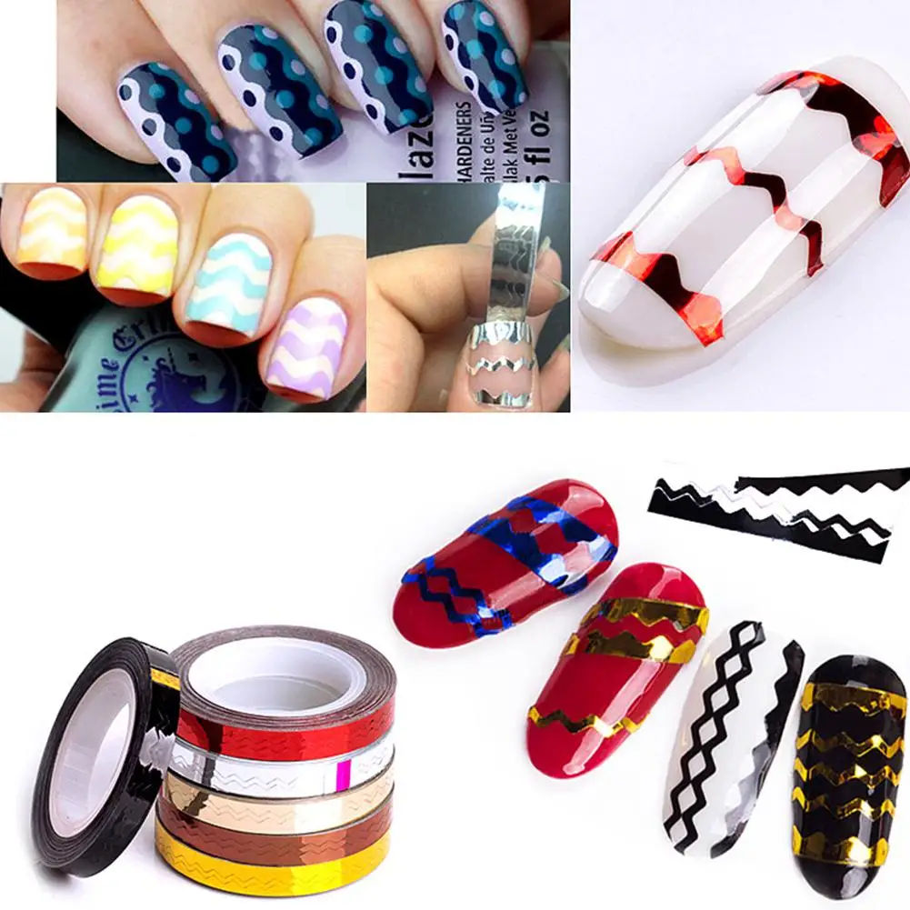 Hobbyline DIY Дизайн ногтей волнистые зачистки линии ленты полоса ногтевая