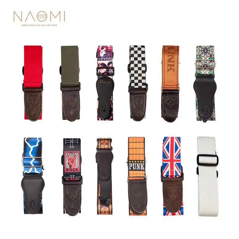 einstellbare gitarre strap bunte druck nylon strap gitarre strap lock für akustische elektrische gitarre und bass free global shipping