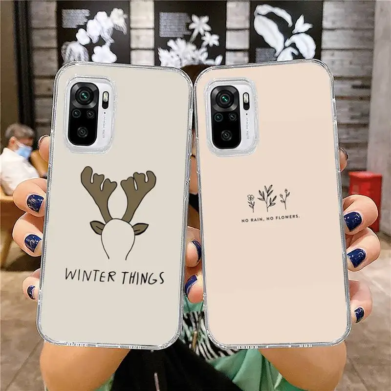 

christmas mistletoe Minimalist design Phone Case for xiaomi 11 redmi note 10 9 8 7 pro lite T A S 10T 9A 8T pro 4G transparent