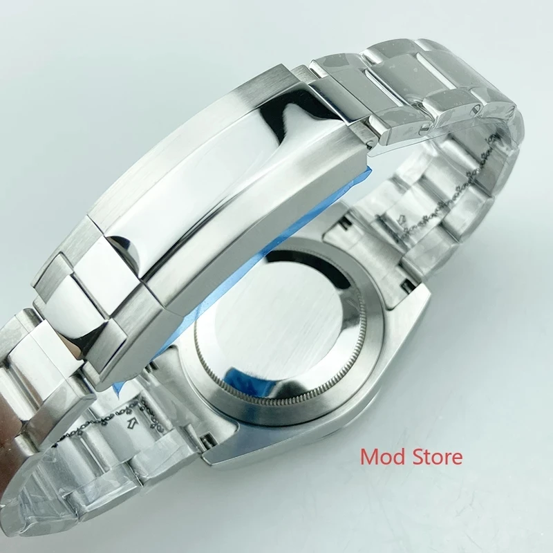 100M NEW WR 40mm Silver Bezel Sapphire Crystal Watch Case Polished Center S/S Bracelet Fit Miyota8215 Yacht Master Style Watch enlarge