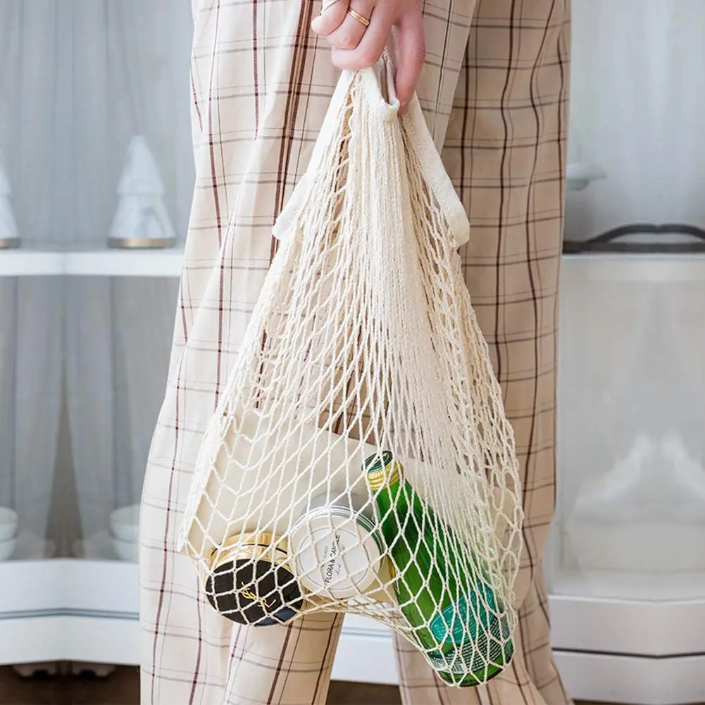 

2Pack Net Cotton String Shopping Bag Net Reusable Shopping Tote for Groceries Shopper Produce Storage Beach Toys Fruit Vegetable