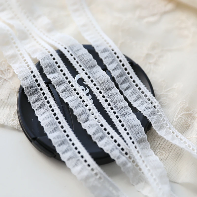 1 м Новая плиссированная гипюровая хлопковая кружевная отделка эластичная лента
