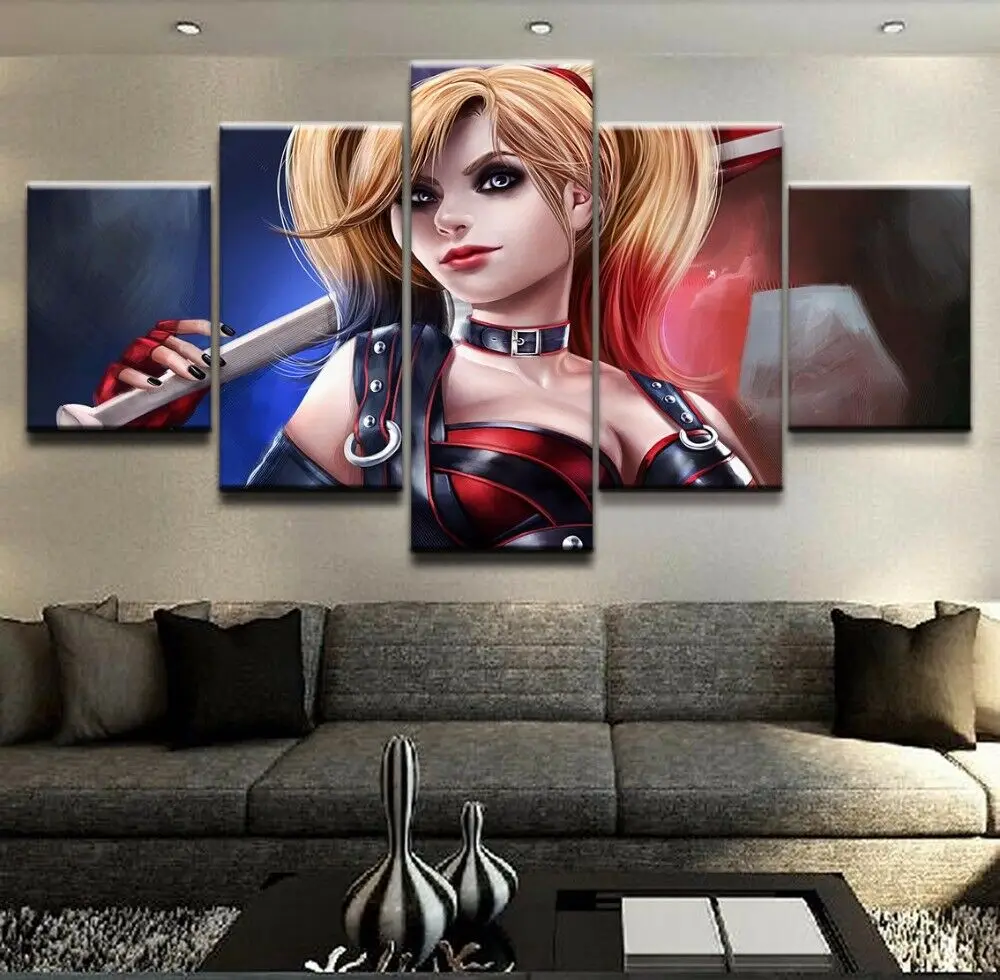 

No Framed Joker Horror Movie 5 Panel Modern Cuadros Wall Art Canvas HD Decorative Printed Posters Paintings Home Decor Pictures